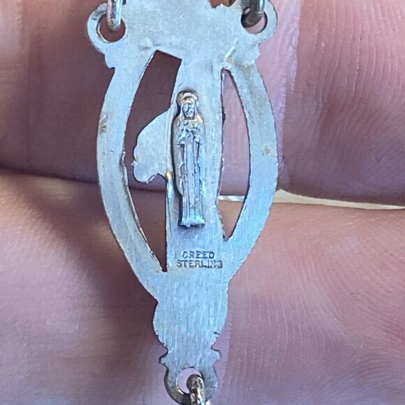 VINTAGE ALL STERLING SILVER ROSARY by CREED - 29g 19” CLASSIC ELEGANCE - Picture 6 of 7